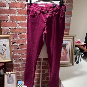 AG Vibrant Magenta The Stilt Cigarette Leg Jeans